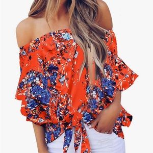 Off the shoulder floral blouse